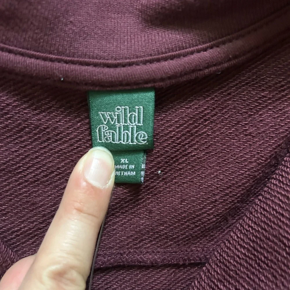 Wild Fable Cropped Quarter Zip Pullover Maroon Burgundy XL - Picture 7 of 10